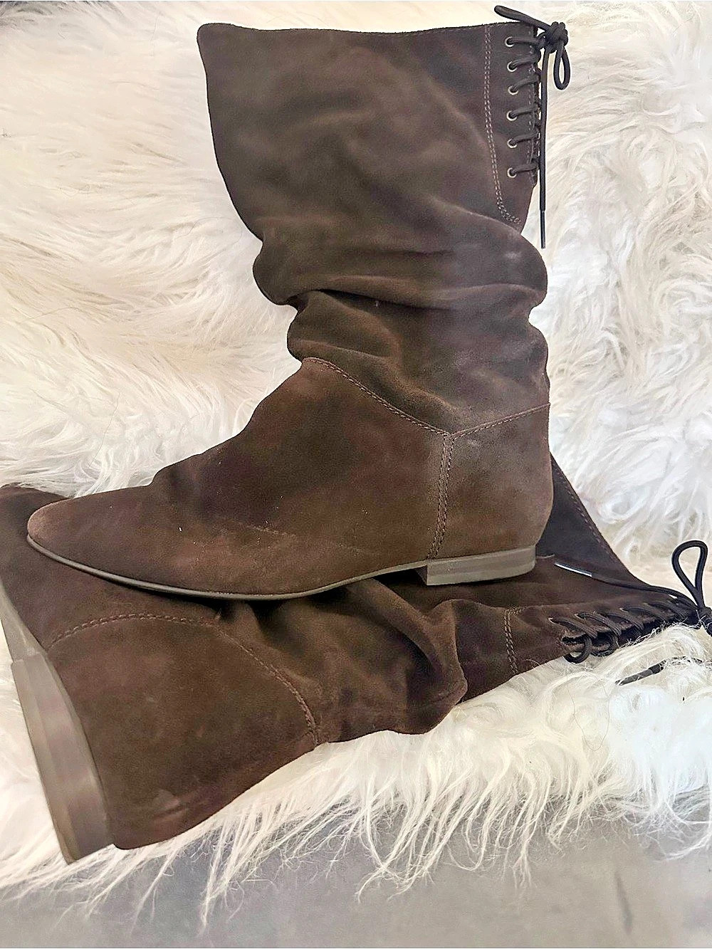 Brown Lace-Up Tall Boots